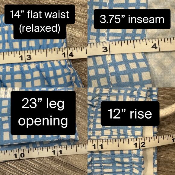 Solid & Striped Classic Swim Trunks Mini Grid Blue White Nylon Mesh Lined Sz XS - Picture 7 of 8